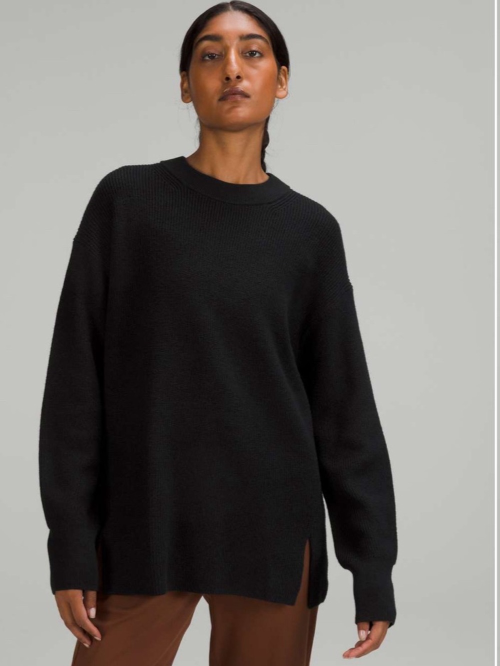 Lululemon merino wool blend crewneck sweater black size 4